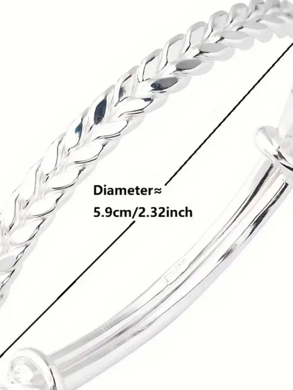 S925 Silver Lady's Unique Wheat-shaped Bracelet Adjustable - Picture 2 of 3